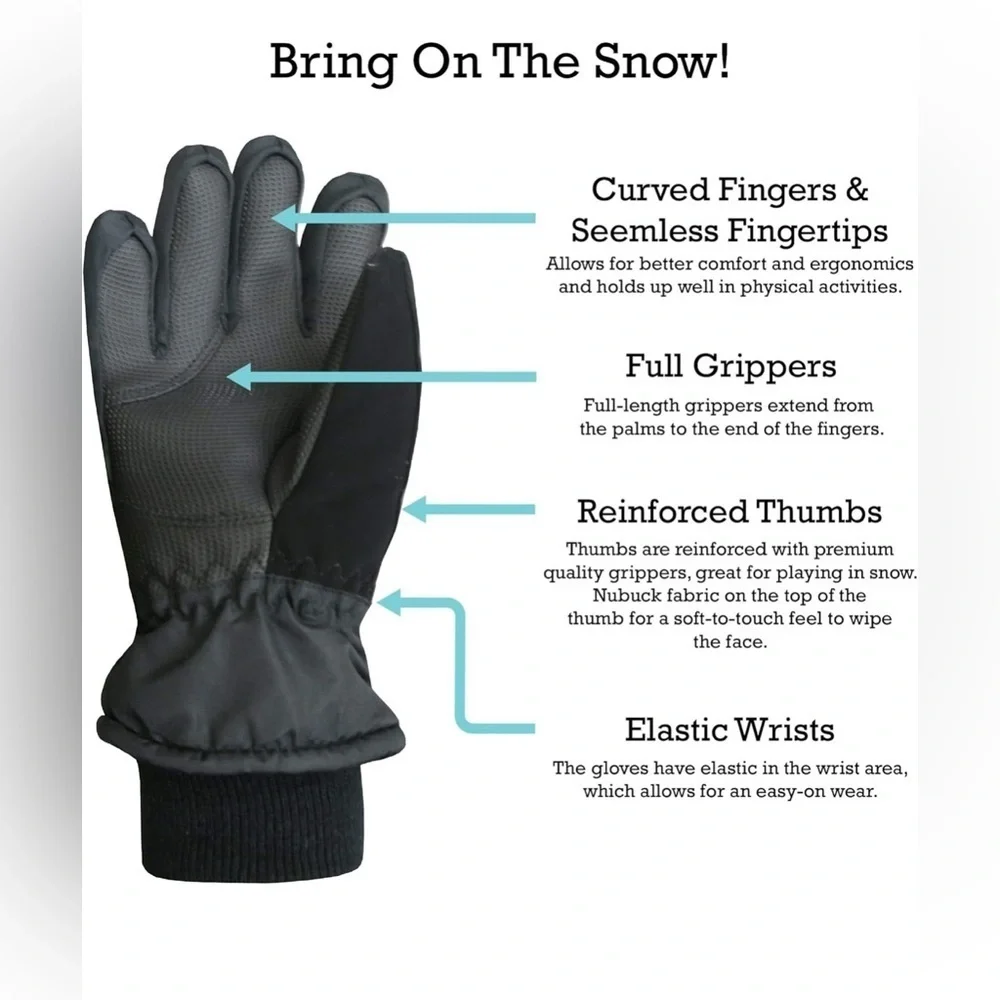 NWT N'Ice Caps Kids Waterproof Winter Thinsulate Warm Gloves